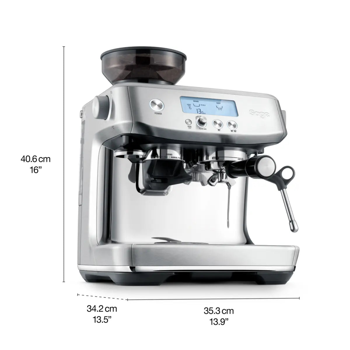 Sage the Barista Pro SES878 Espresso Machine Automatic Dimension