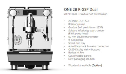 CREM - CREM ONE 1B PID Dual Espresso Coffee Machine 1.7L - Espresso Machine - Prime Coffee Suppliers