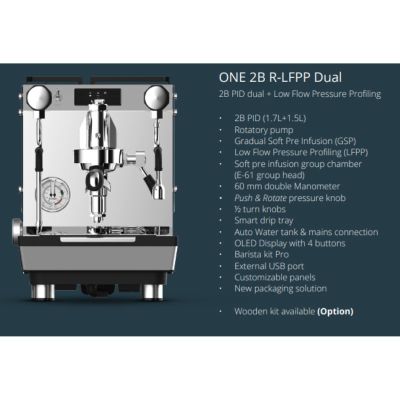 CREM - CREM ONE 2B PID R-LFPP Dual Espresso Coffee Machine 1.7L + 1.5L - Espresso Machine - Prime Coffee Suppliers