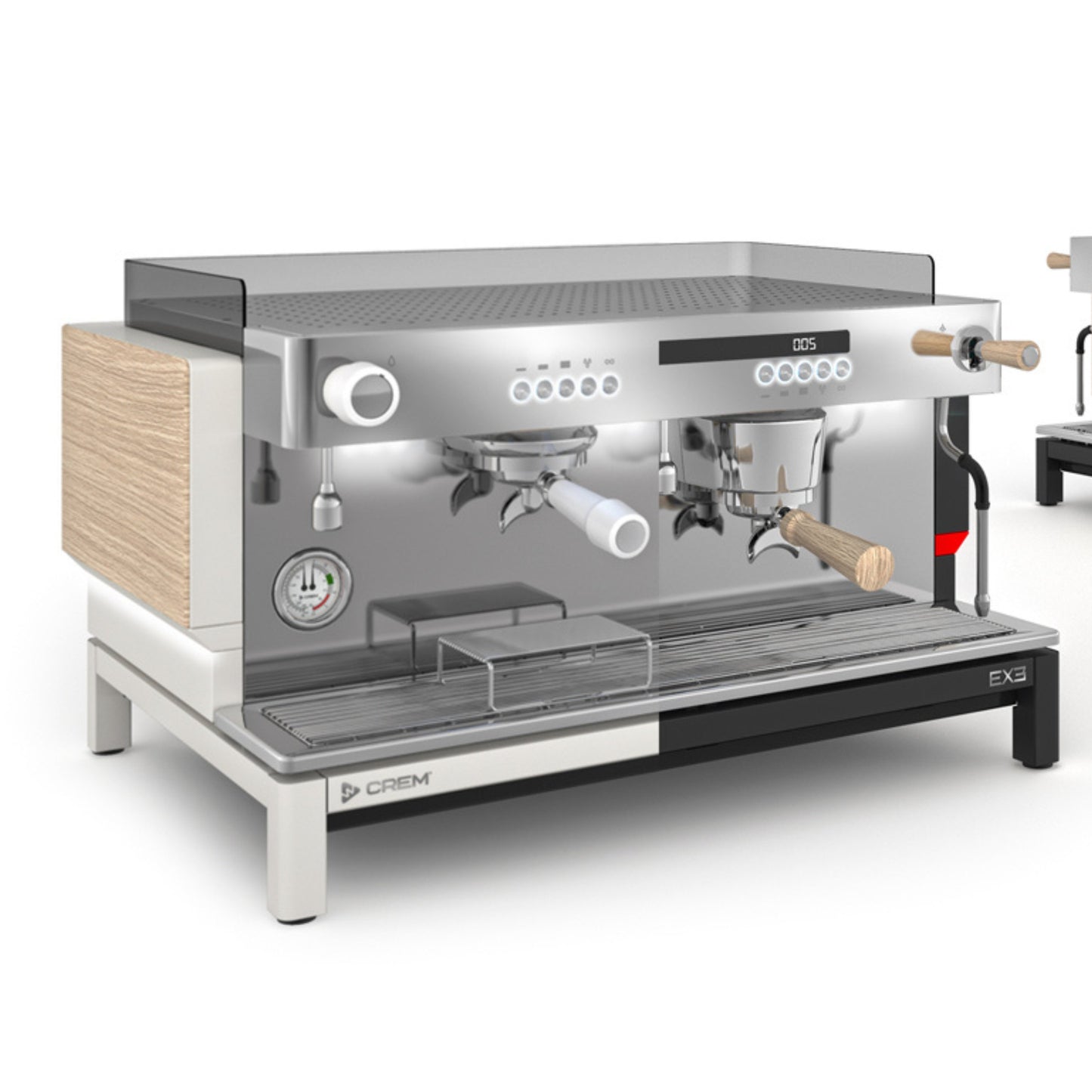 CREM - CREM EX3 2 Group Display Espresso Machine 11.5 Litres White/Oak - Espresso Machine - Primecoffeesuppliers